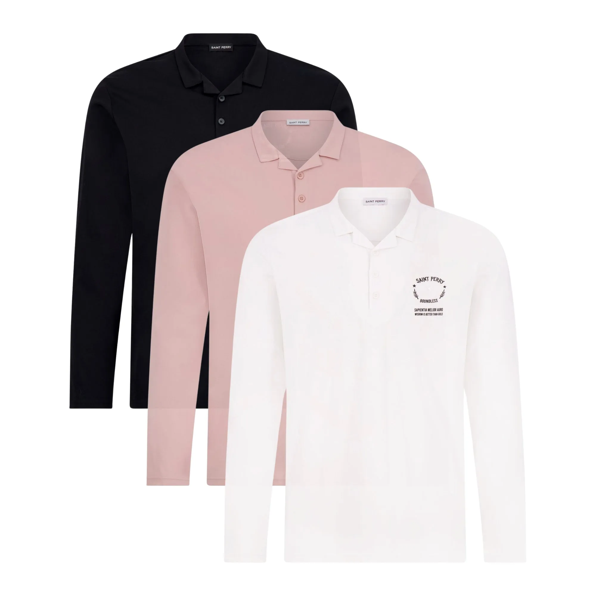 Long Sleeve Smart Cotton Polo shirt 3pcs Bundle