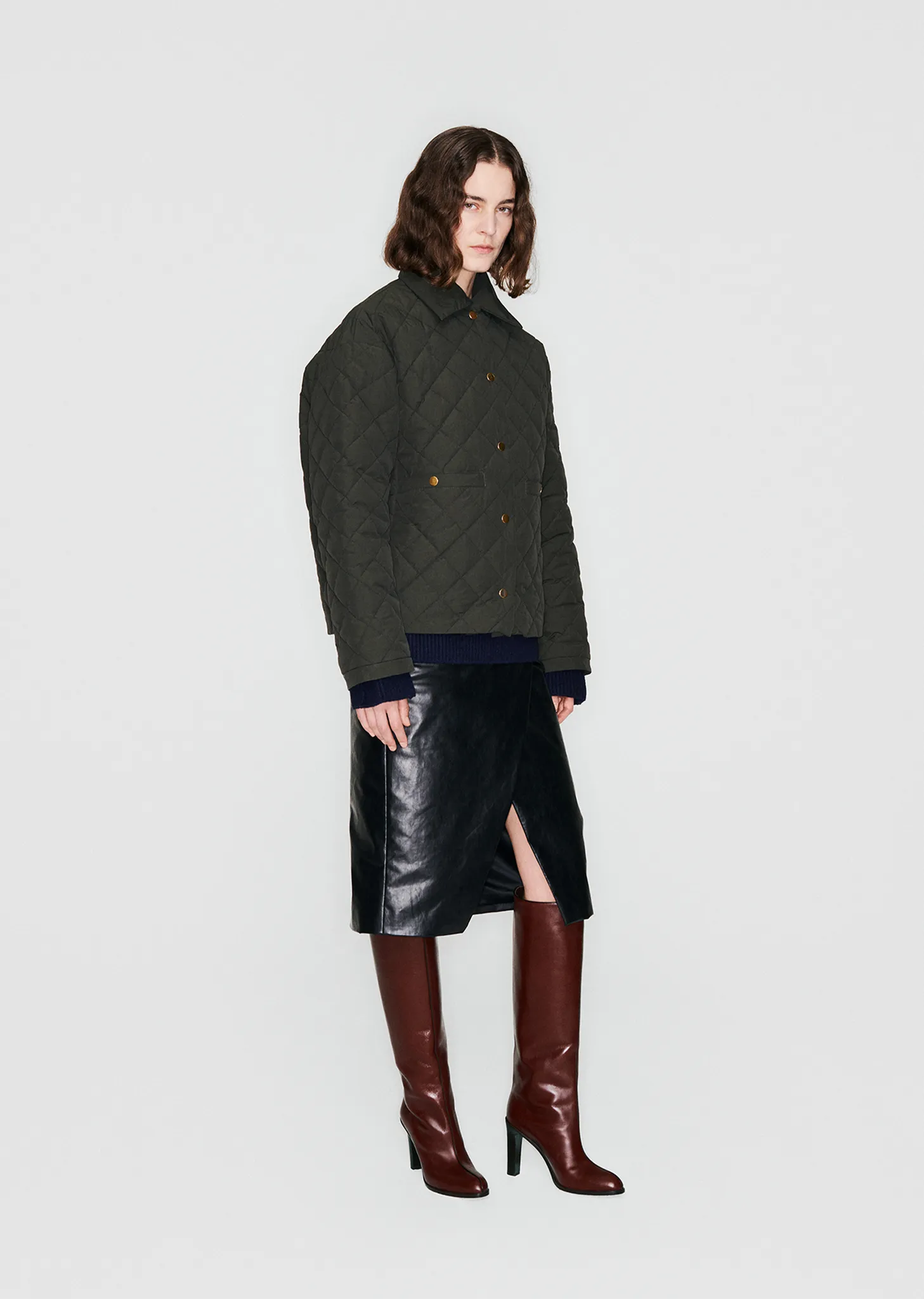 Long Taffeta Jacket — Dark Green