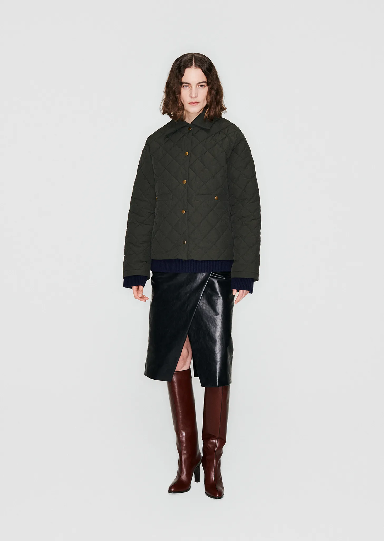 Long Taffeta Jacket — Dark Green