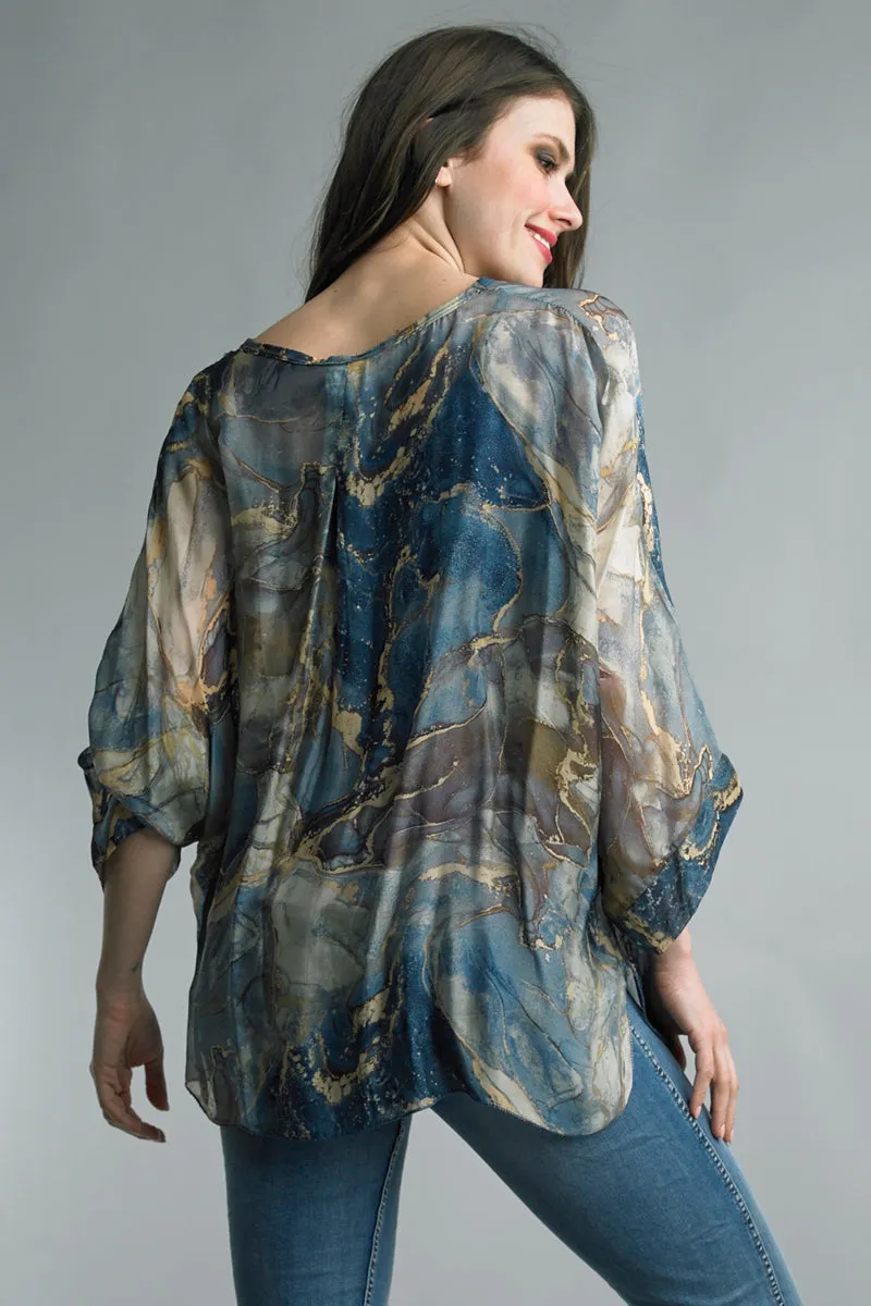 Marble Design Italian Silk Blouse