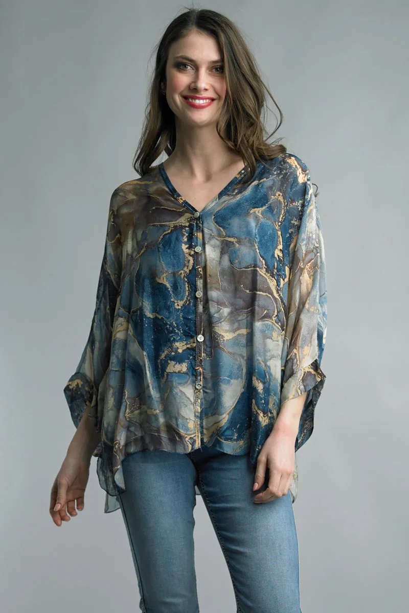 Marble Design Italian Silk Blouse