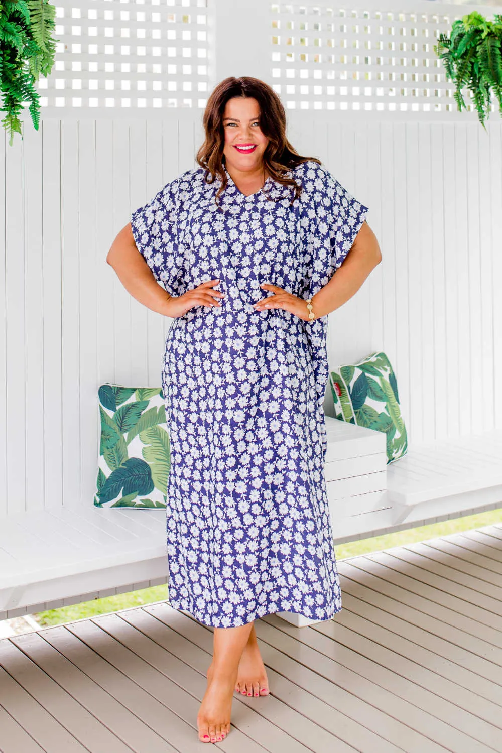 Maxi Kaftan Dress - Blue Daisy