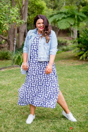 Maxi Kaftan Dress - Blue Daisy