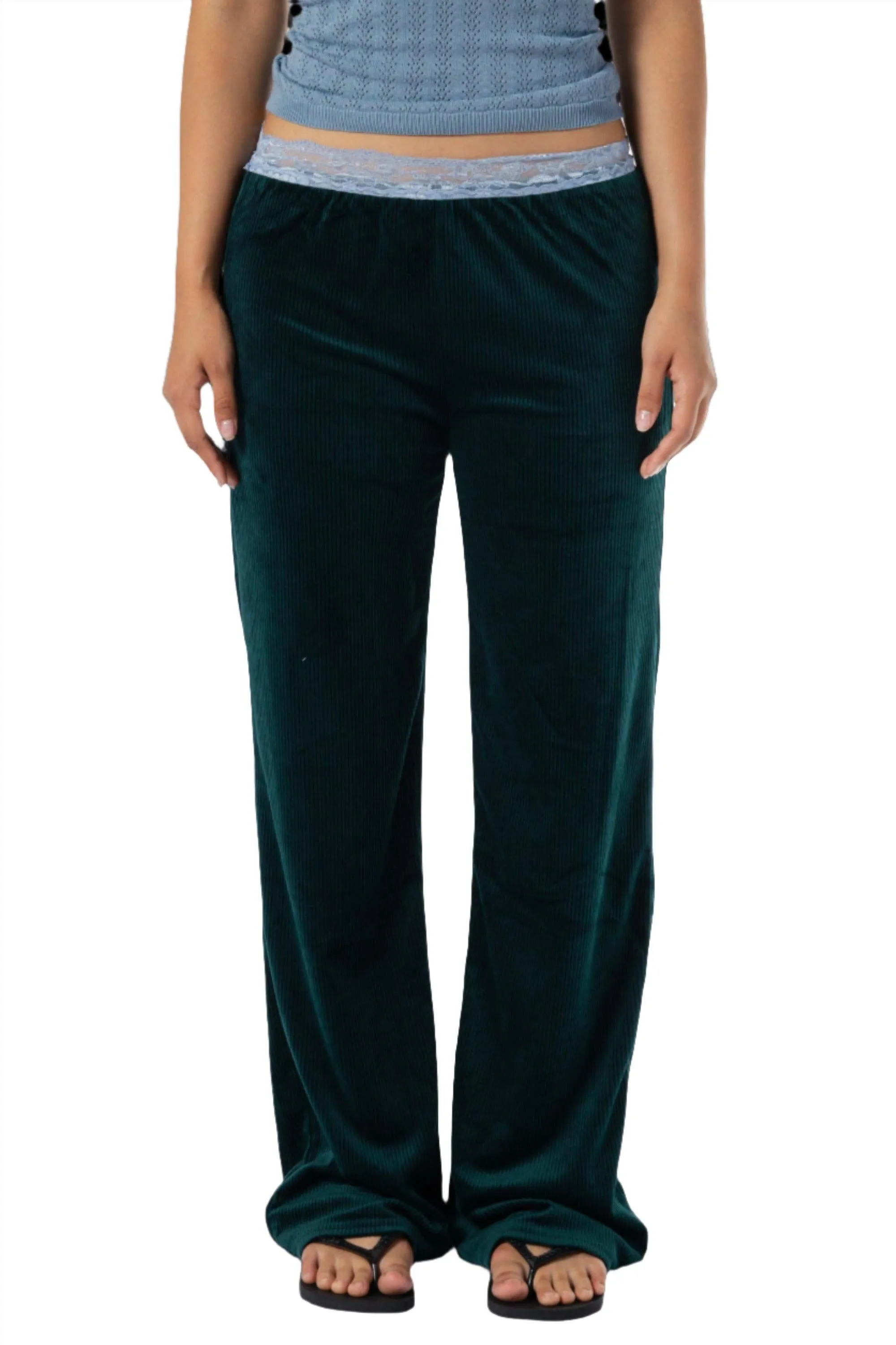 Maya Velvet Lace Low-Rise Pants