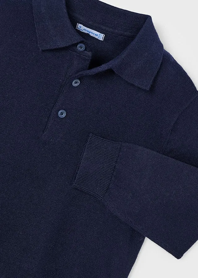 Mayoral Boys Fine Knit Navy Polo Jumper