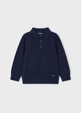 Mayoral Boys Fine Knit Navy Polo Jumper