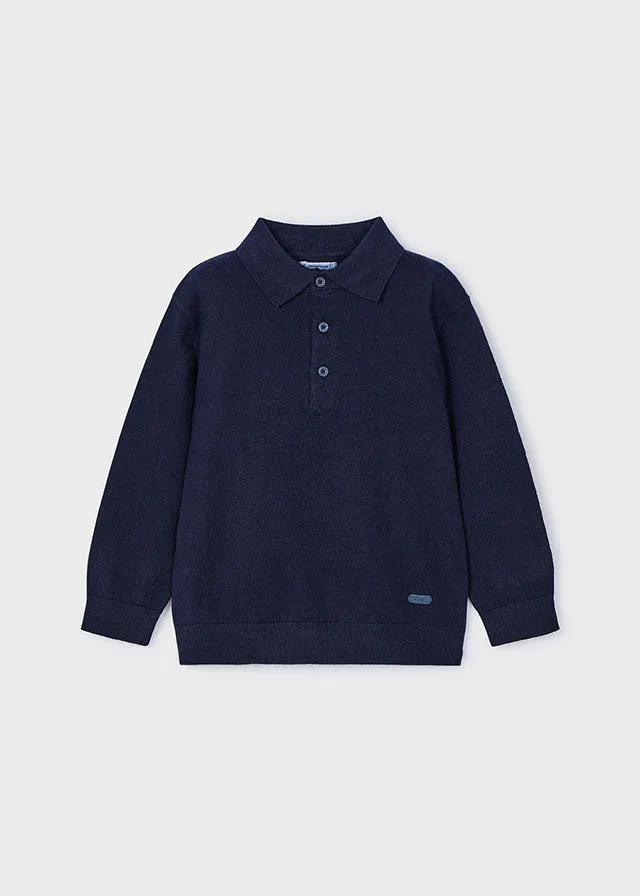 Mayoral Boys Fine Knit Navy Polo Jumper