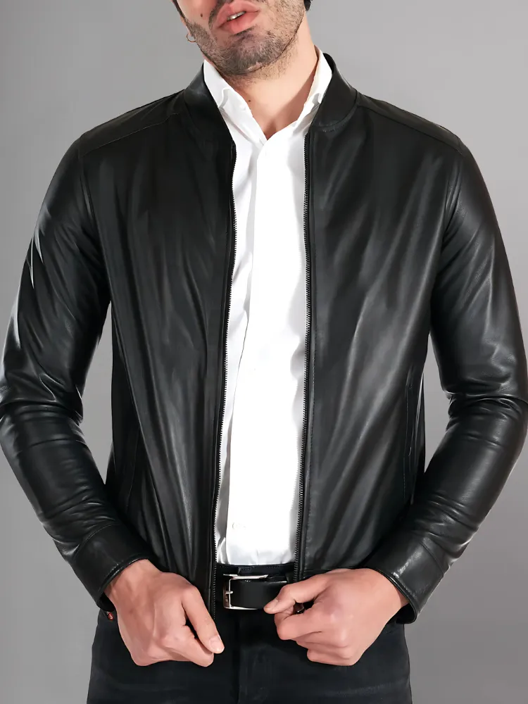 MEN’S CAFE RACER BROWN GENUINE LEATHER JACKET