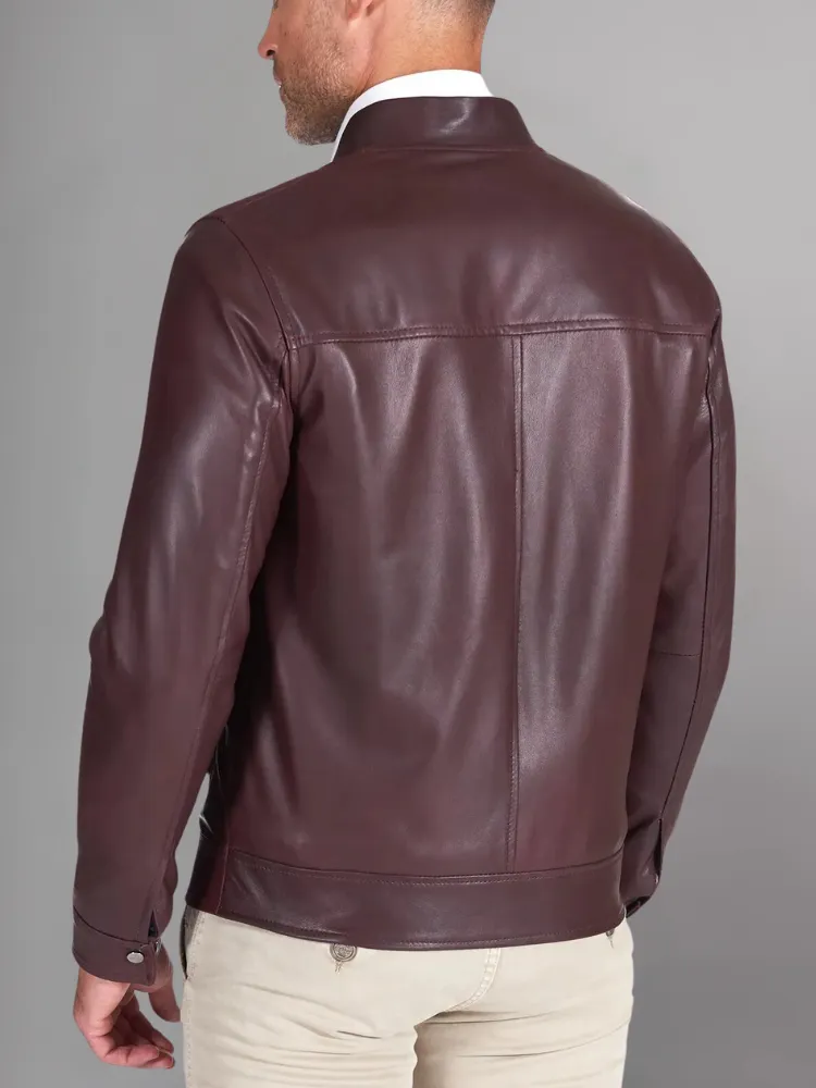 MEN’S CAFE RACER BROWN GENUINE LEATHER JACKET