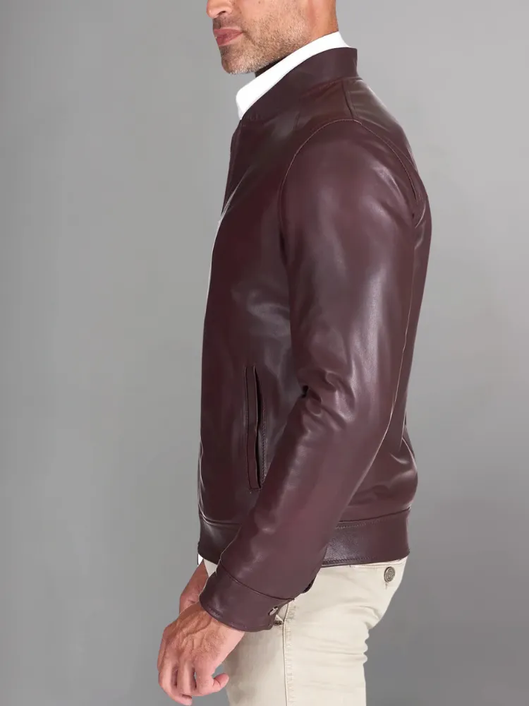 MEN’S CAFE RACER BROWN GENUINE LEATHER JACKET