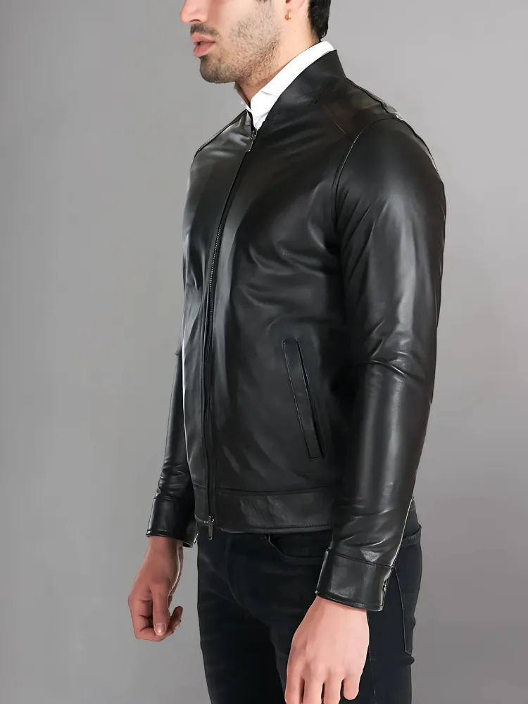 MEN’S CAFE RACER BROWN GENUINE LEATHER JACKET