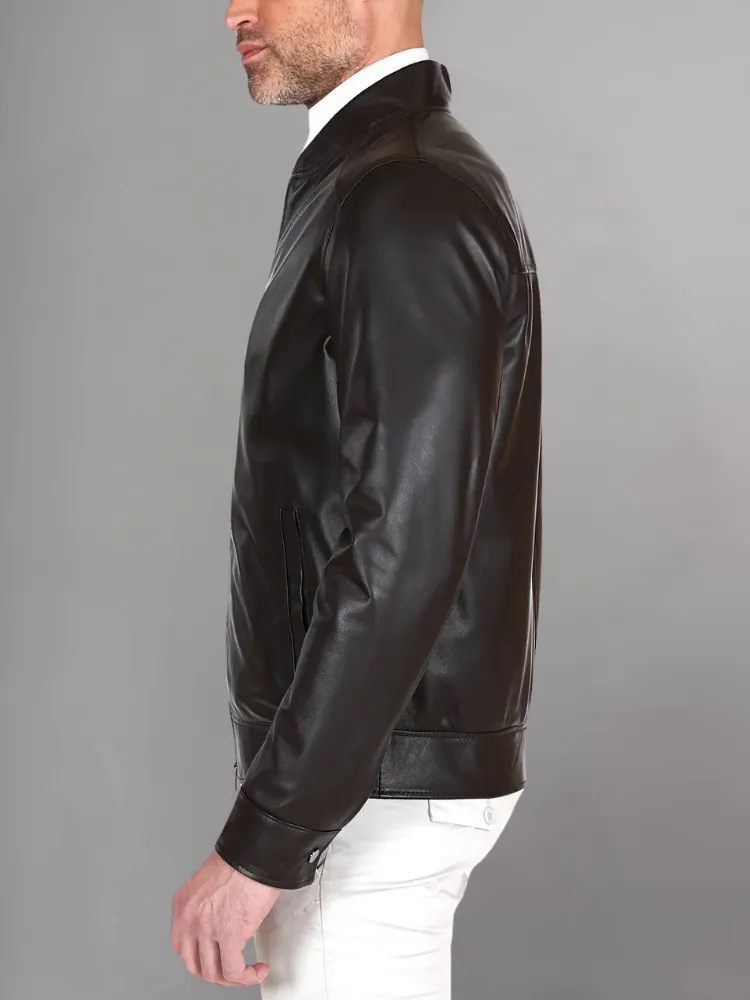 MEN’S CAFE RACER BROWN GENUINE LEATHER JACKET