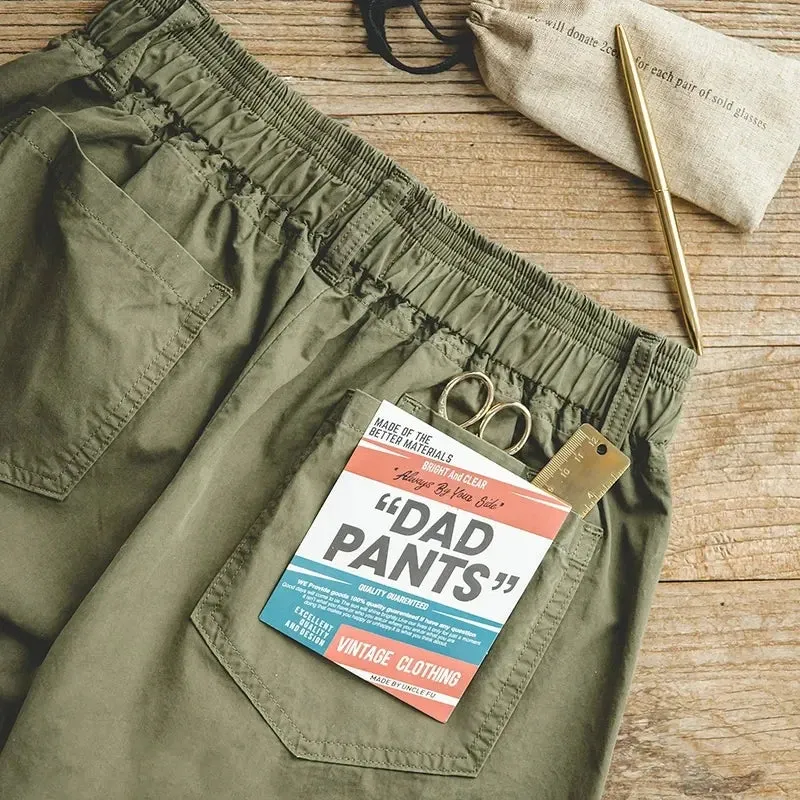 Men's Casual Cotton Dad Pants - Regular Straight Fit Khaki Pants