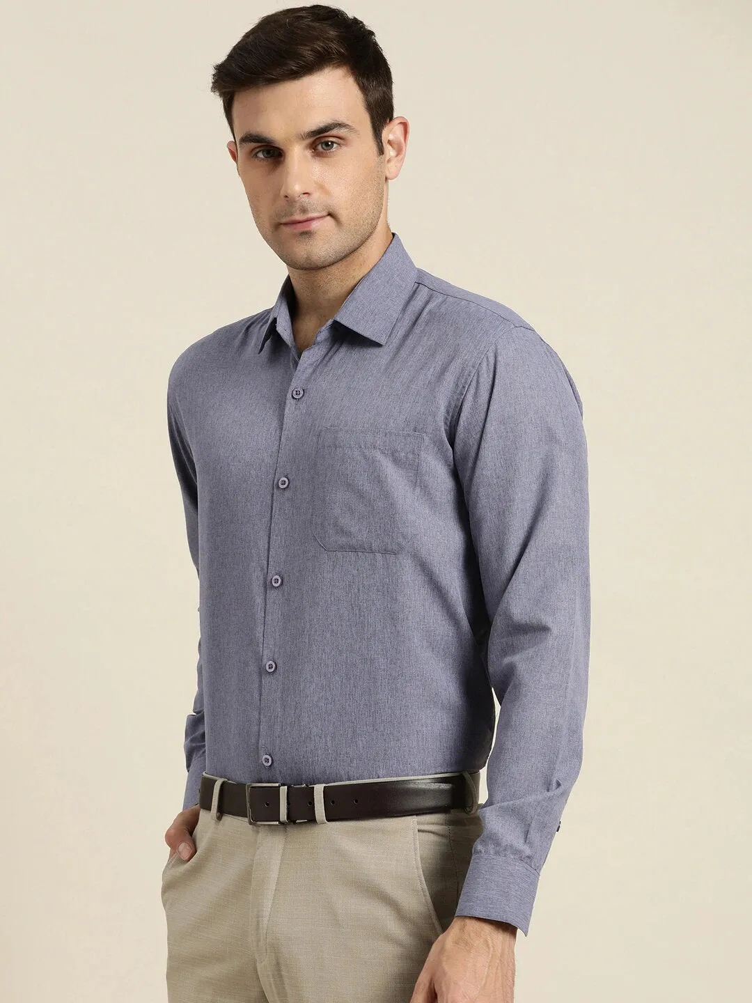 Men's Cotton Dark blue Casual Shirt