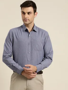 Men's Cotton Dark blue Casual Shirt