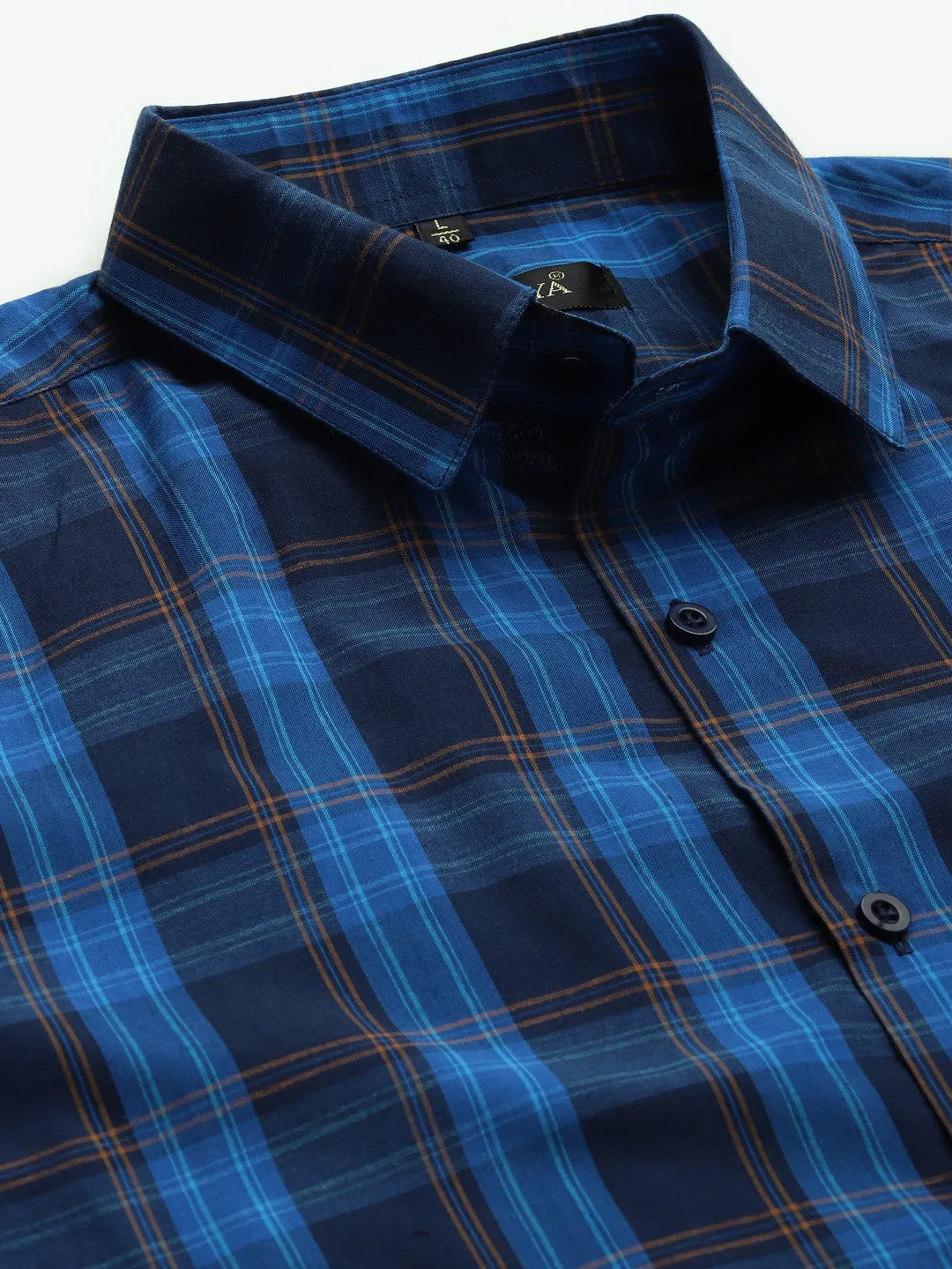 Men's Cotton Navy & Royal blue Casual Shirt