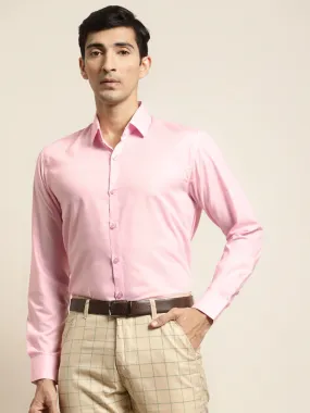 Men's Cotton Pink Plain Formal Shirt - Sojanya