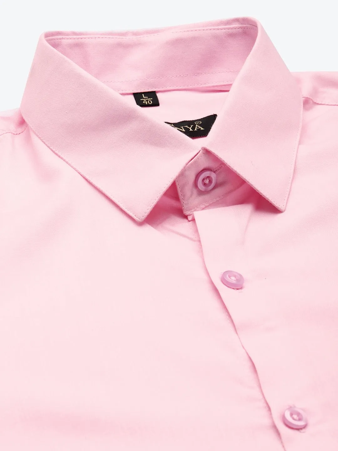 Men's Cotton Pink Plain Formal Shirt - Sojanya