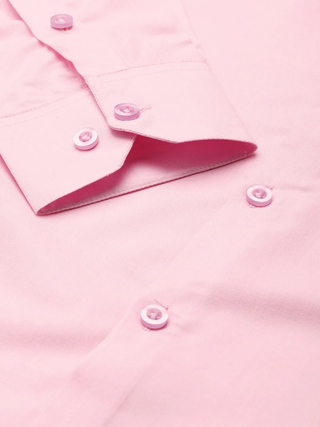 Men's Cotton Pink Plain Formal Shirt - Sojanya