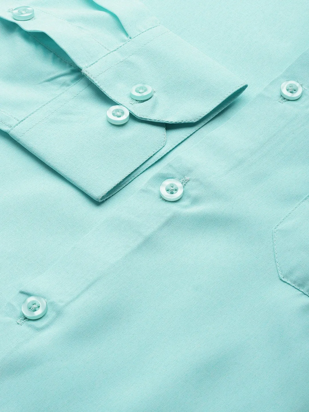 Men's Cotton Turquoise Blue Casual Shirt