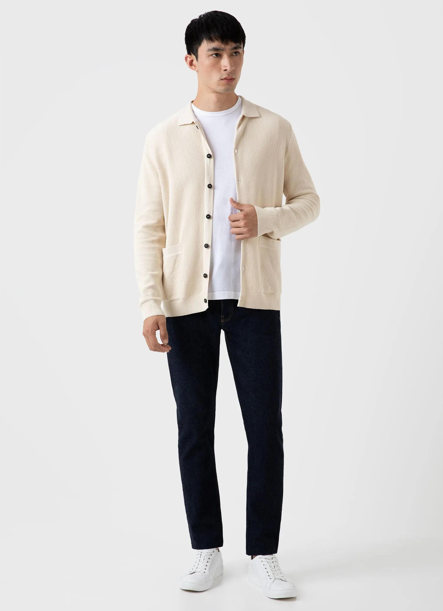 Men's Knitted Jacket in Ecru