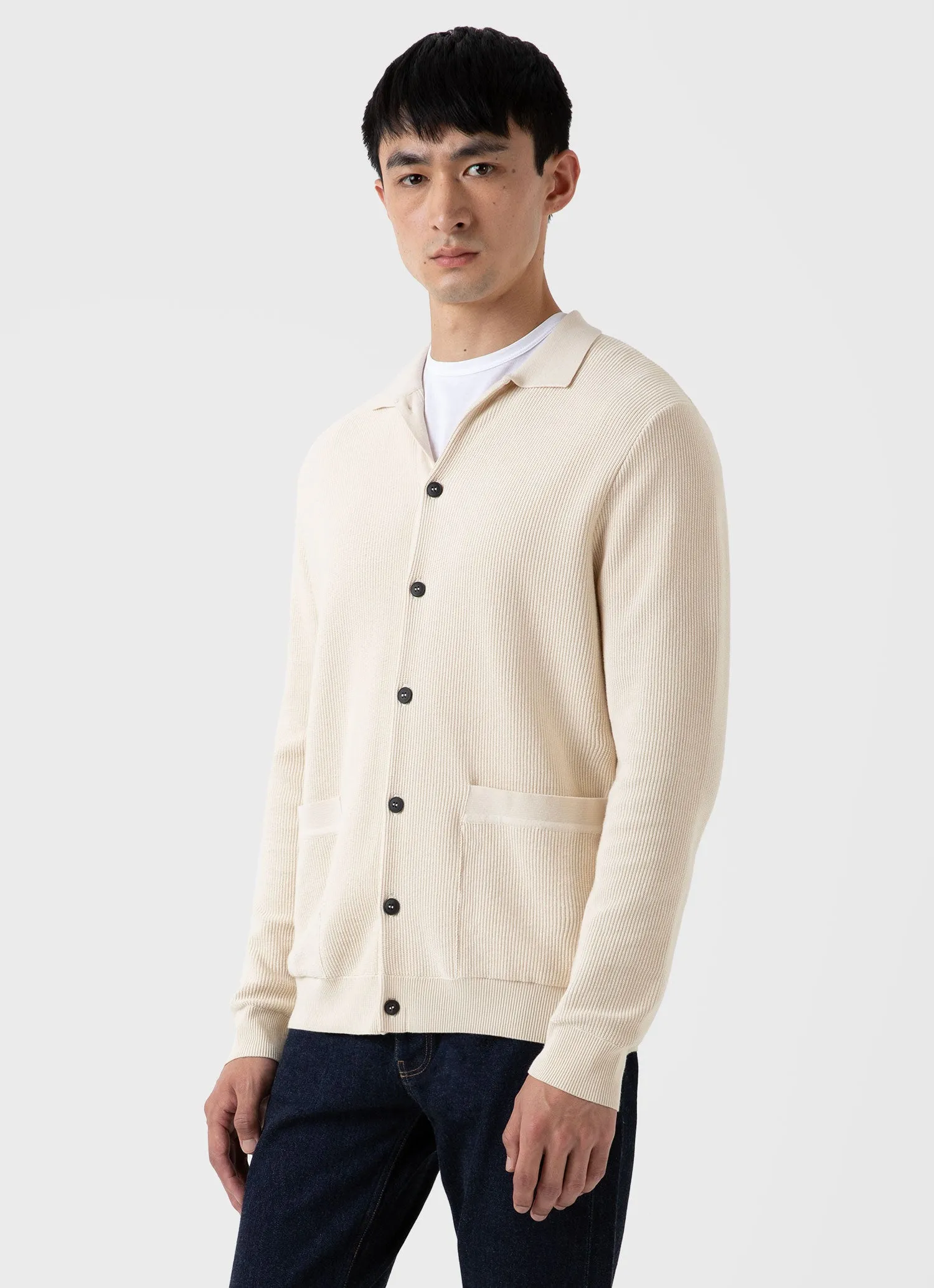 Men's Knitted Jacket in Ecru