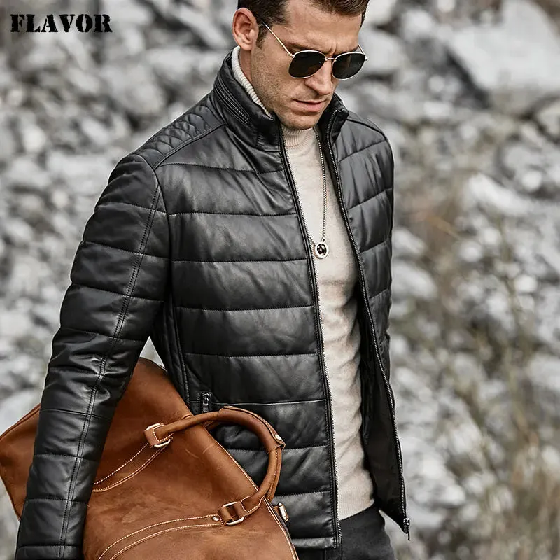 Men's Lambskin Genuine Leather Down Jacket