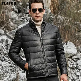 Men's Lambskin Genuine Leather Down Jacket