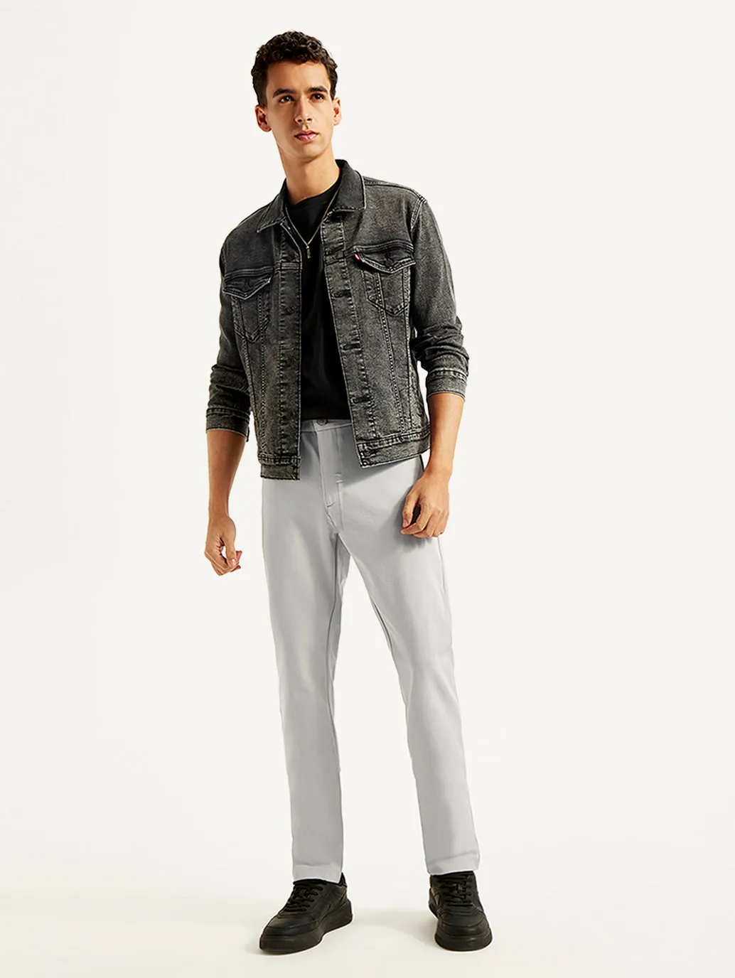 Men's Light-Grey Slim Fit Chinos