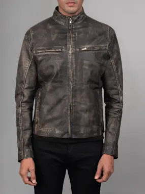 Mens Retro Cafe Racer Distressed Brown Jacket