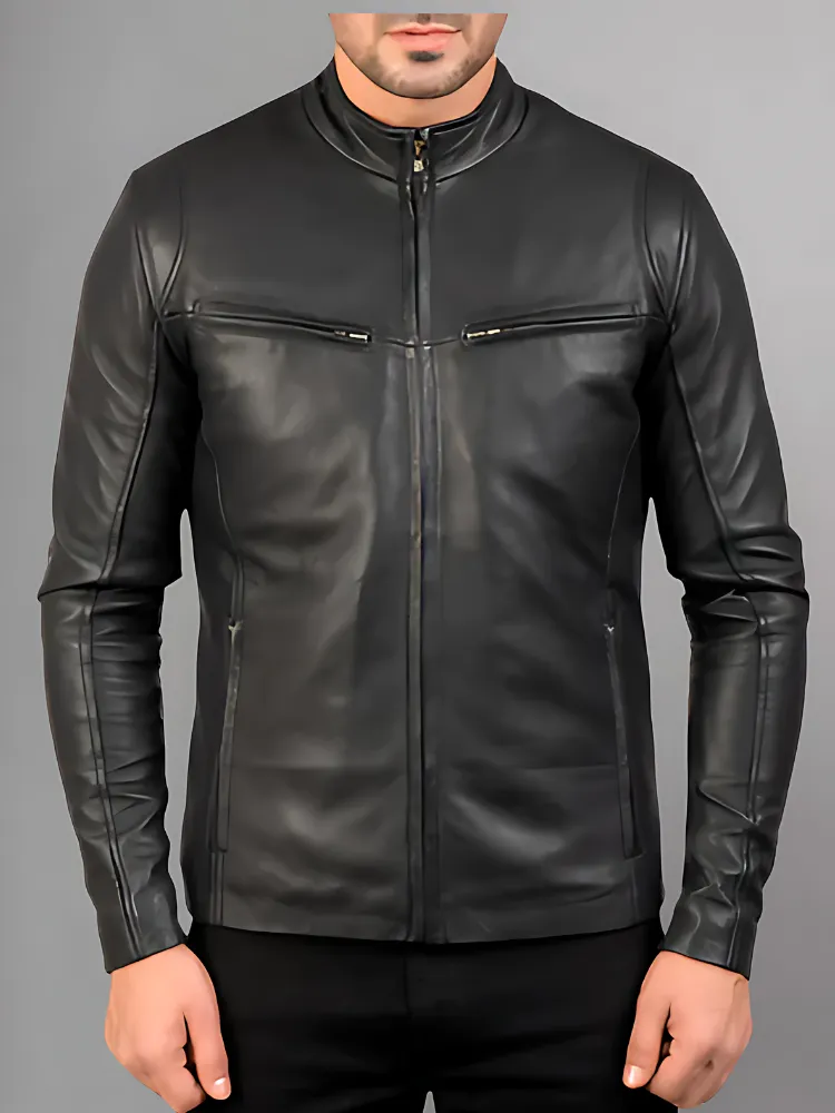 Mens Retro Cafe Racer Distressed Brown Jacket