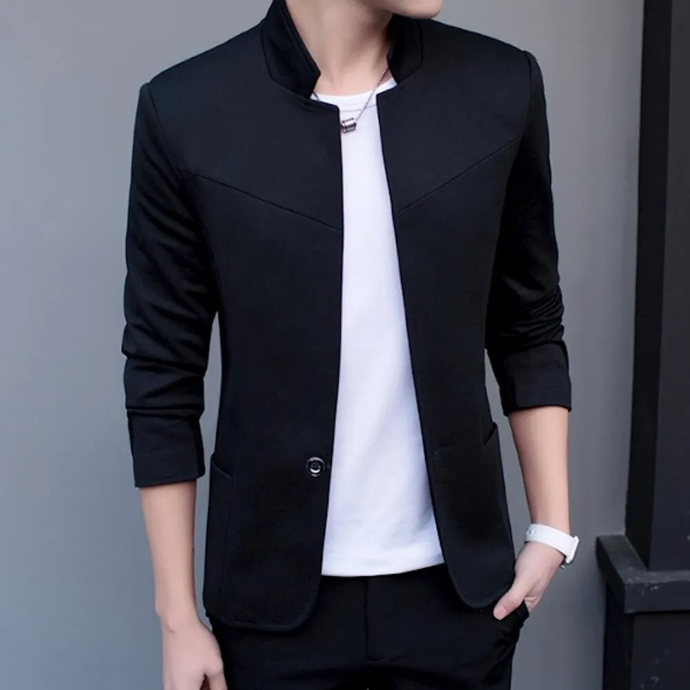 Mens Stand Collar One Button Blazer