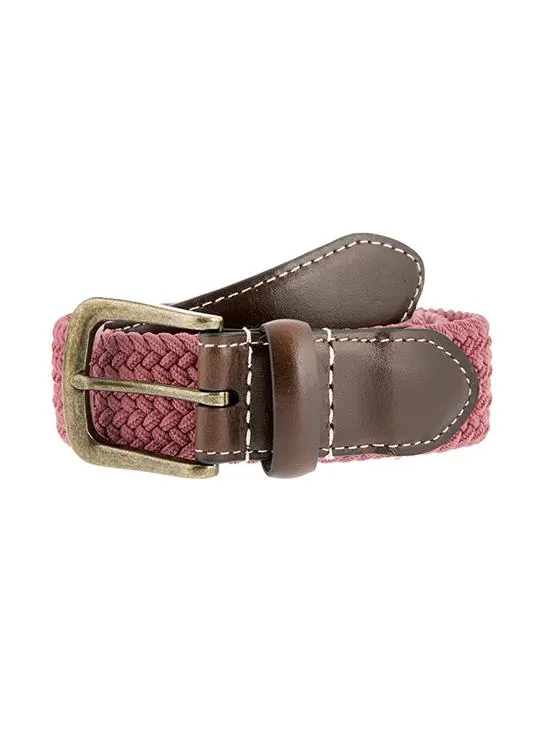 Men's Woven Stretch Belt with Antique Brushed Gold Buckle