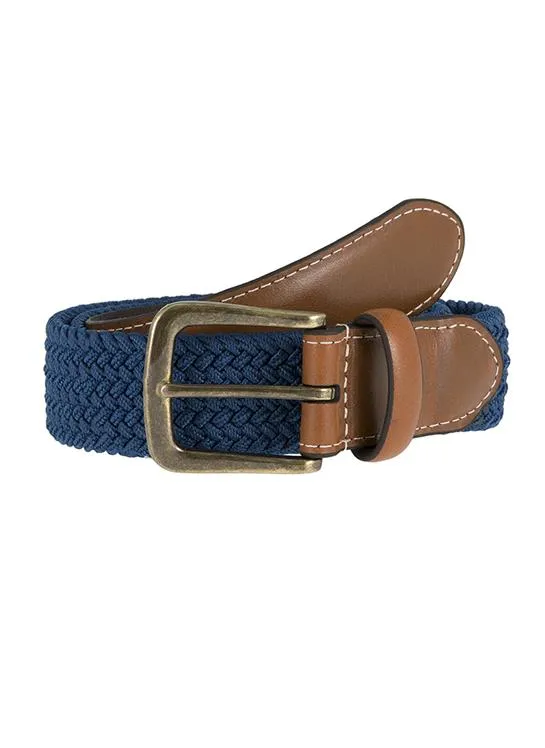 Men's Woven Stretch Belt with Antique Brushed Gold Buckle