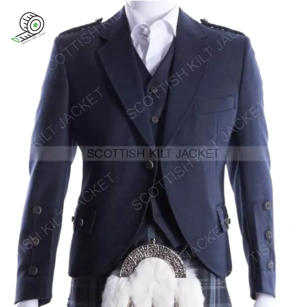 Midnight Blue Crail Kilt Jacket and Waistcoat