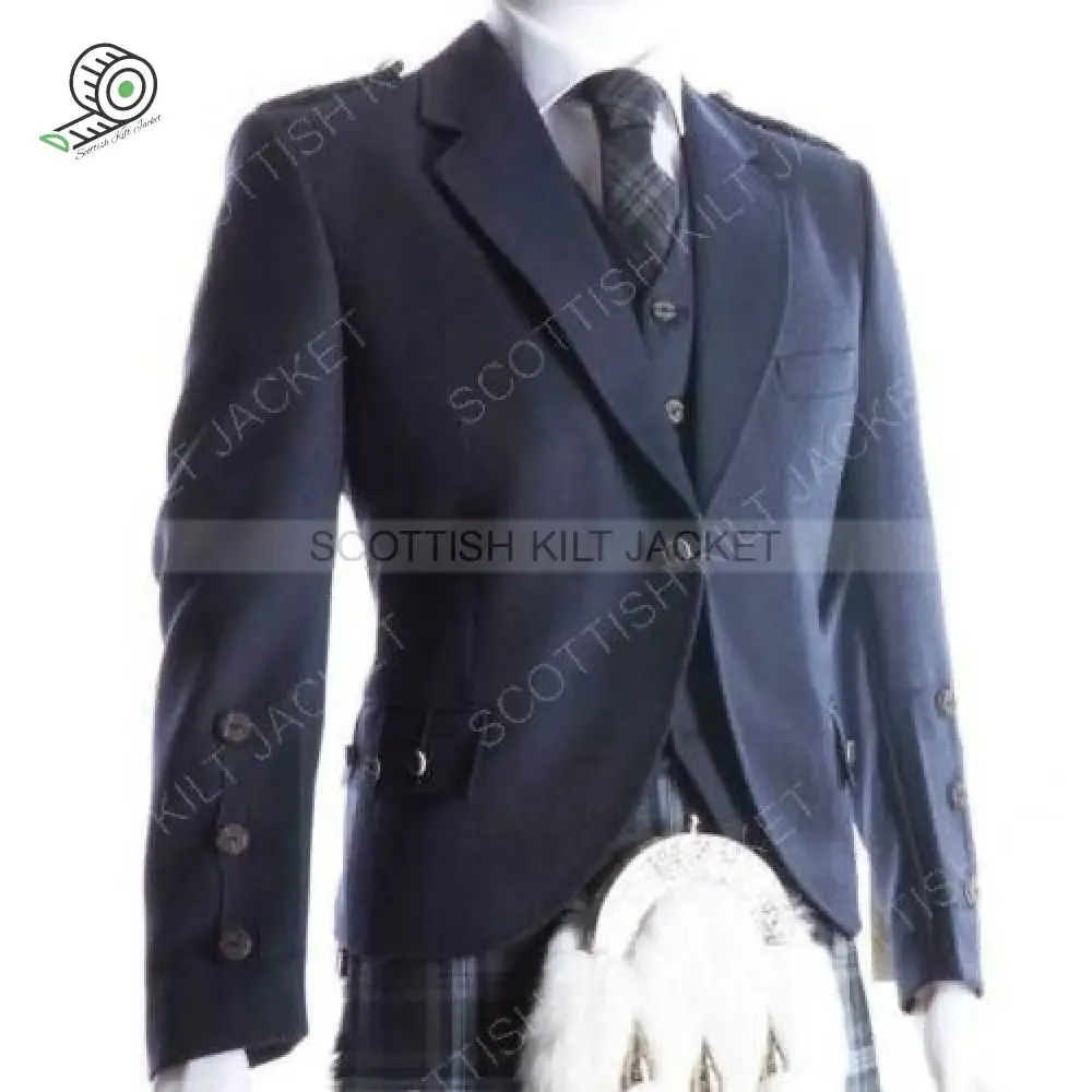 Midnight Blue Crail Kilt Jacket and Waistcoat