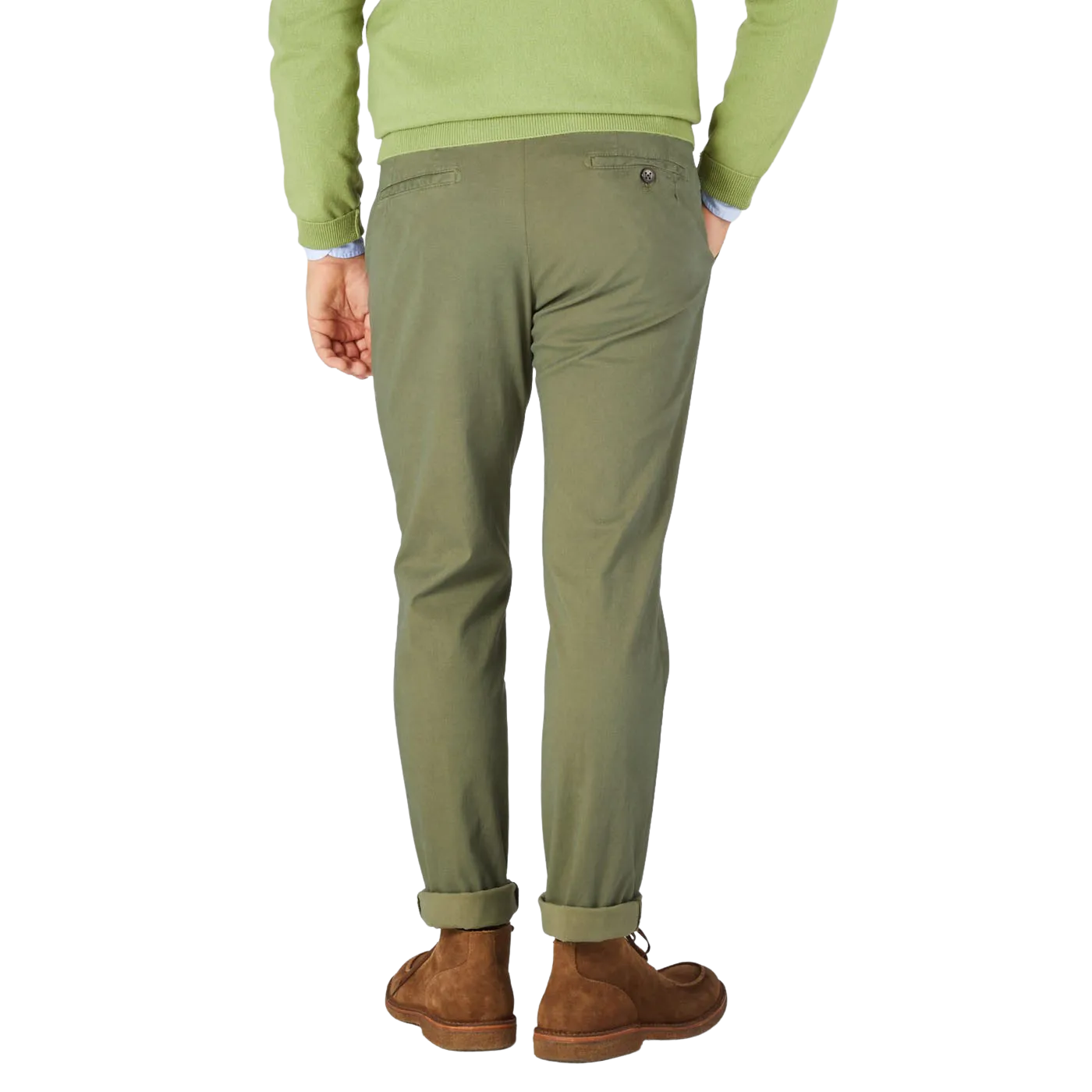 Military Green Cotton Stretch Chinos