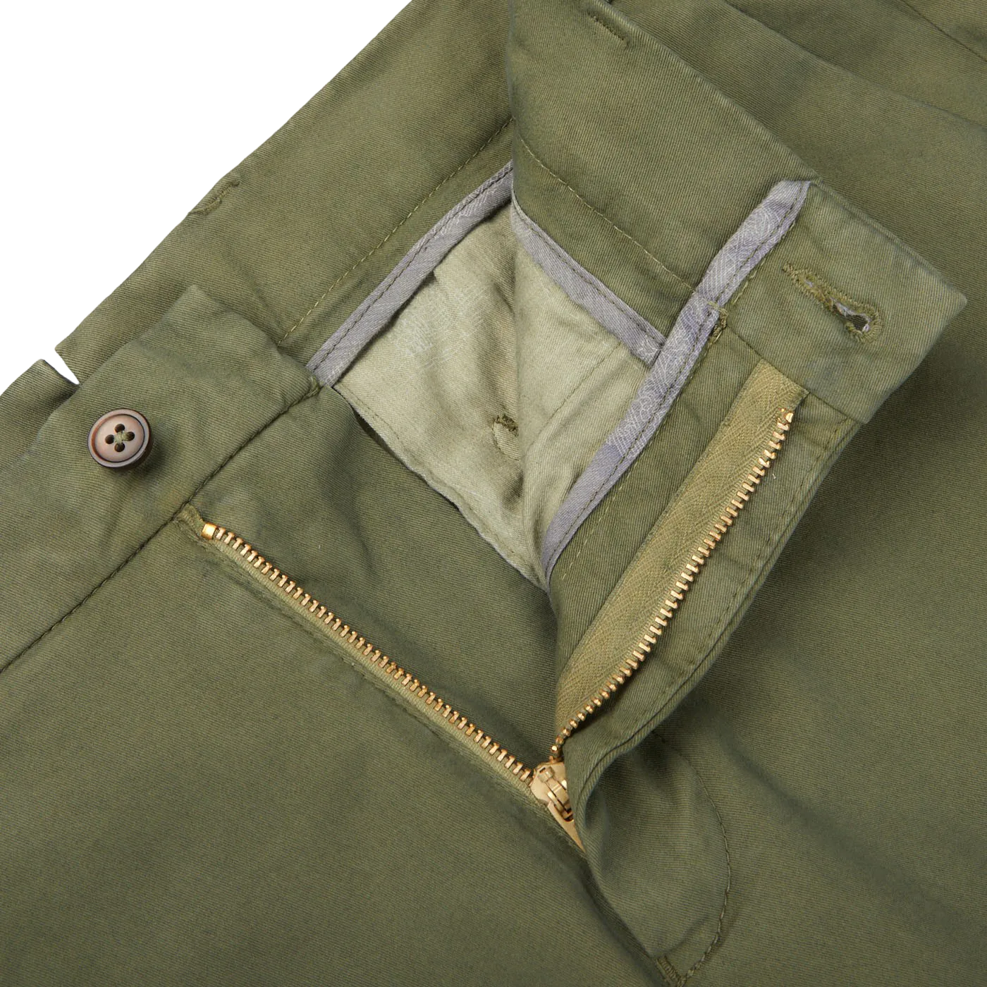 Military Green Cotton Stretch Chinos