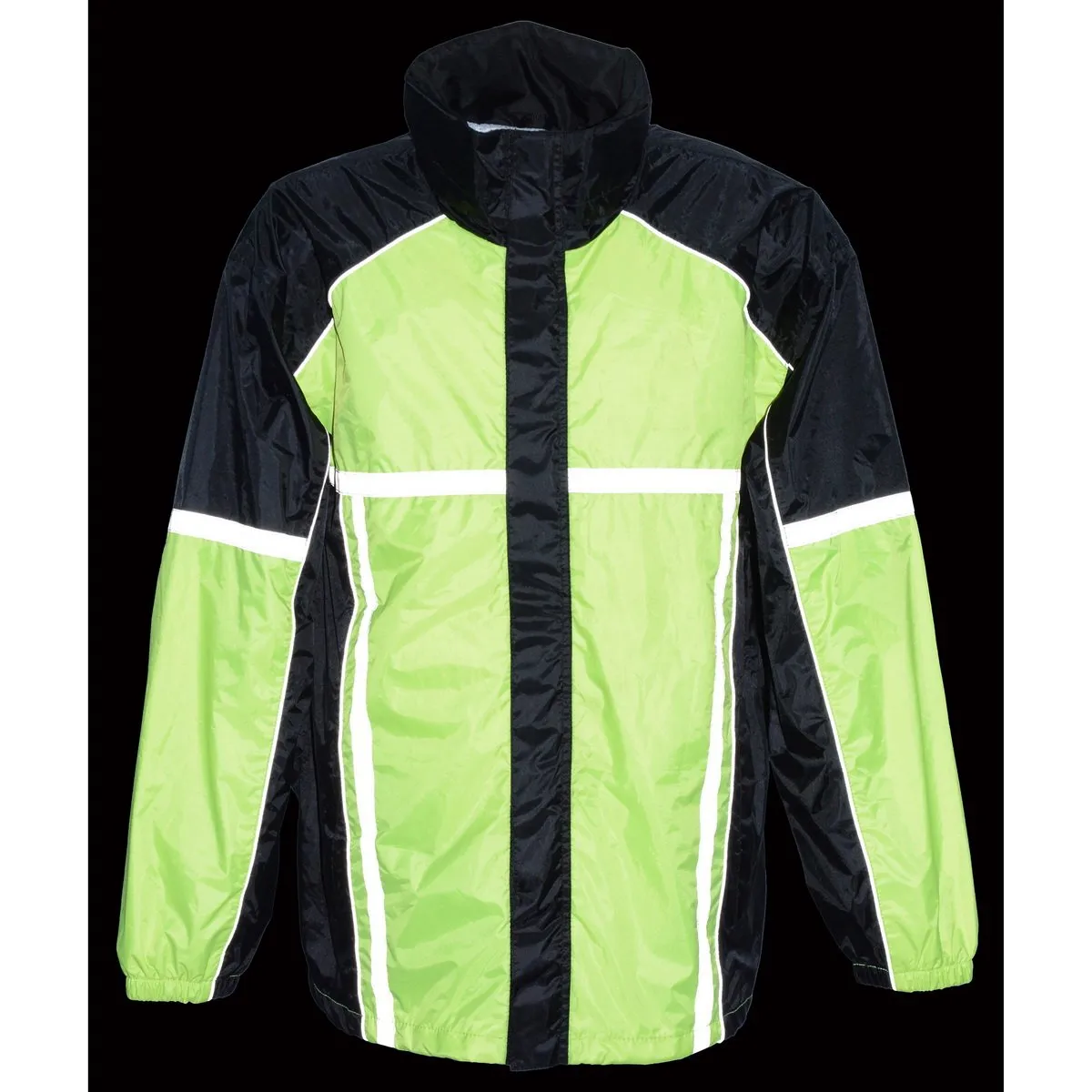 Milwaukee Leather MPM9510 Men's Black and Neon Green Motorcycle Water Resistant Rain Suit w/ Hi-Vis Reflective Tape