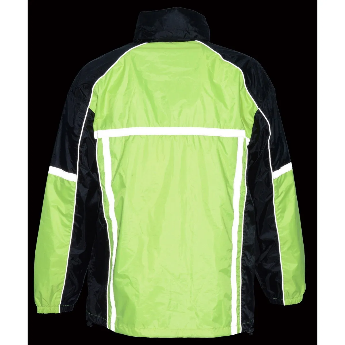 Milwaukee Leather MPM9510 Men's Black and Neon Green Motorcycle Water Resistant Rain Suit w/ Hi-Vis Reflective Tape