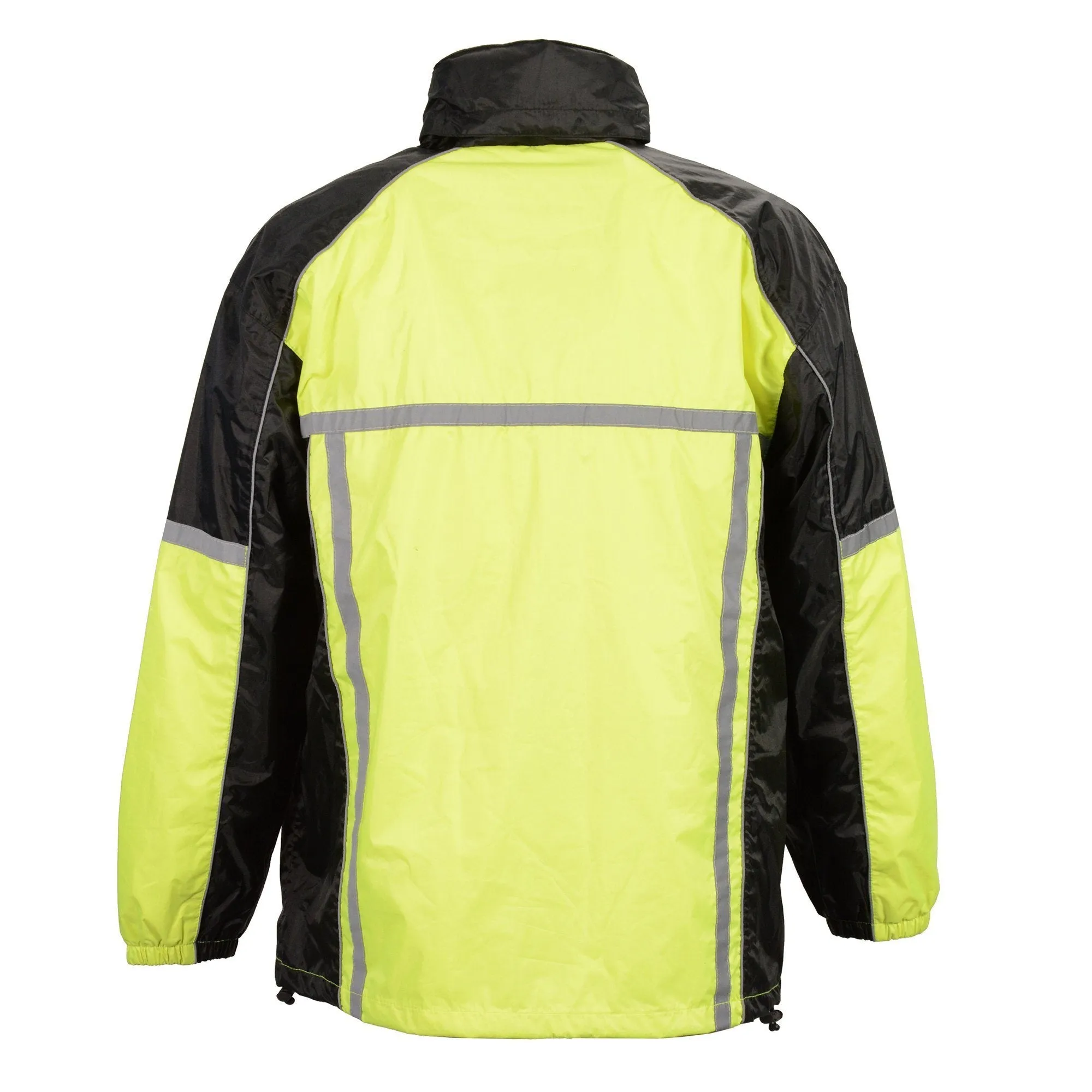 Milwaukee Leather MPM9510 Men's Black and Neon Green Motorcycle Water Resistant Rain Suit w/ Hi-Vis Reflective Tape