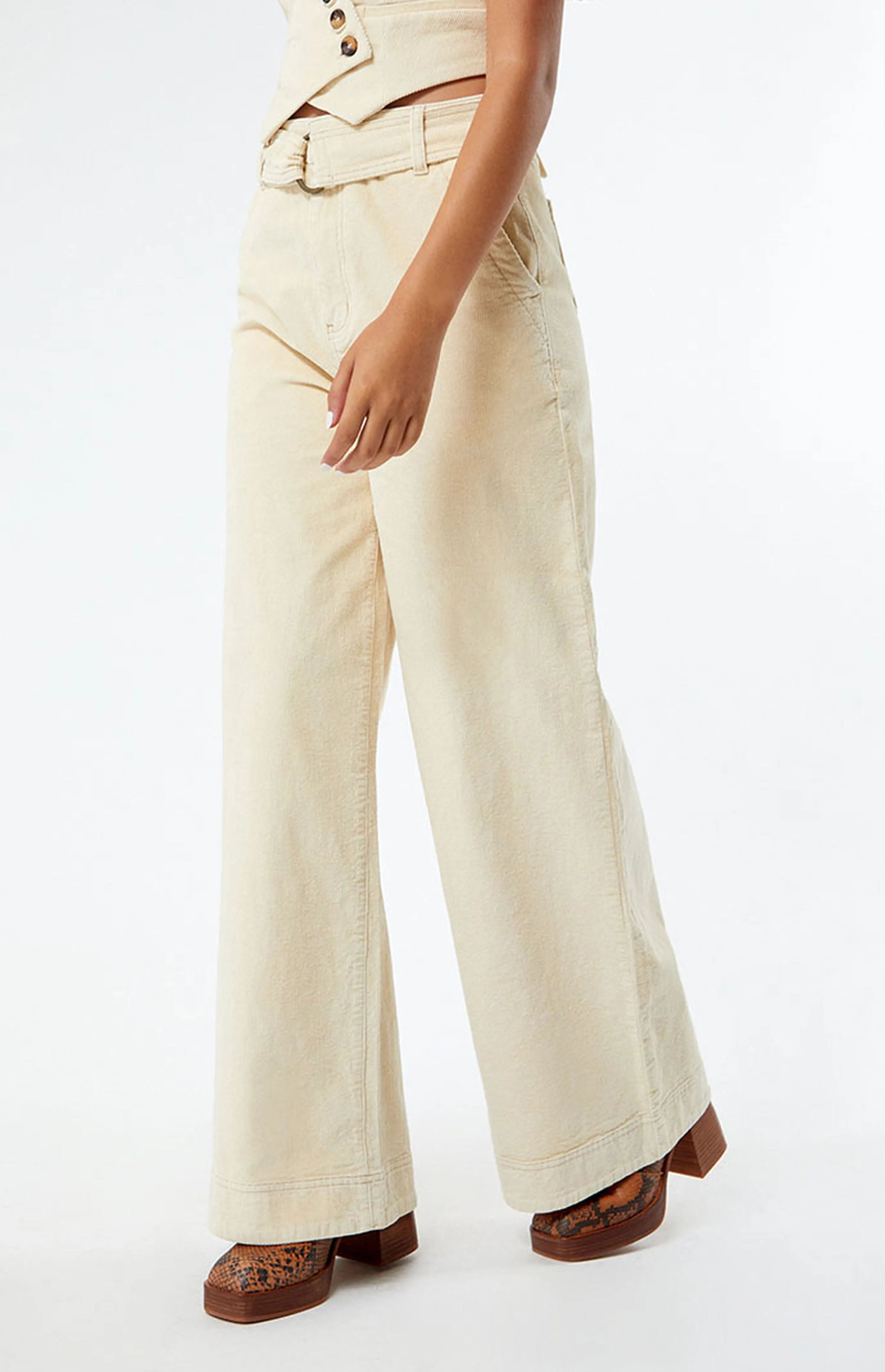 Minkpink Thea Corduroy Pants in Cream