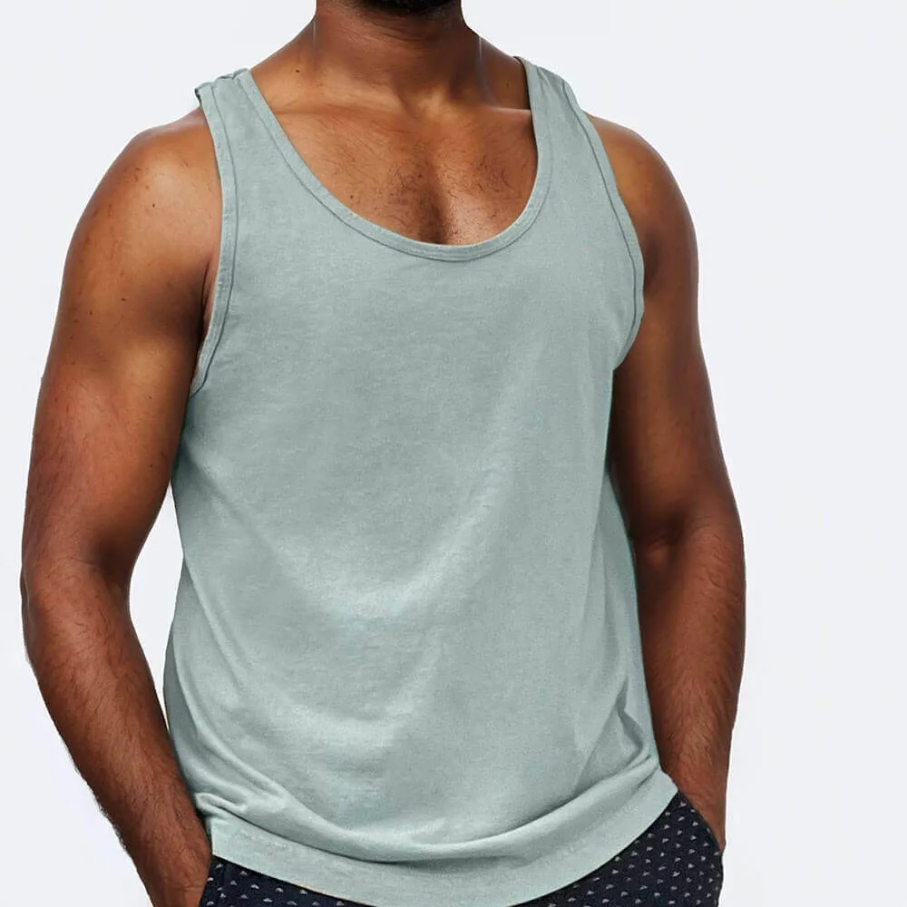 Mint Green Cotton Garment Dyed Tank Top