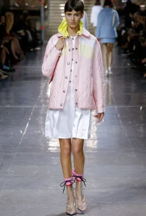 Miu Miu fall '14 quilted jacket with hood, peach & lemon, 6-8