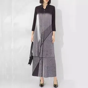 Miyake Pleated Longline Top and Pants Set