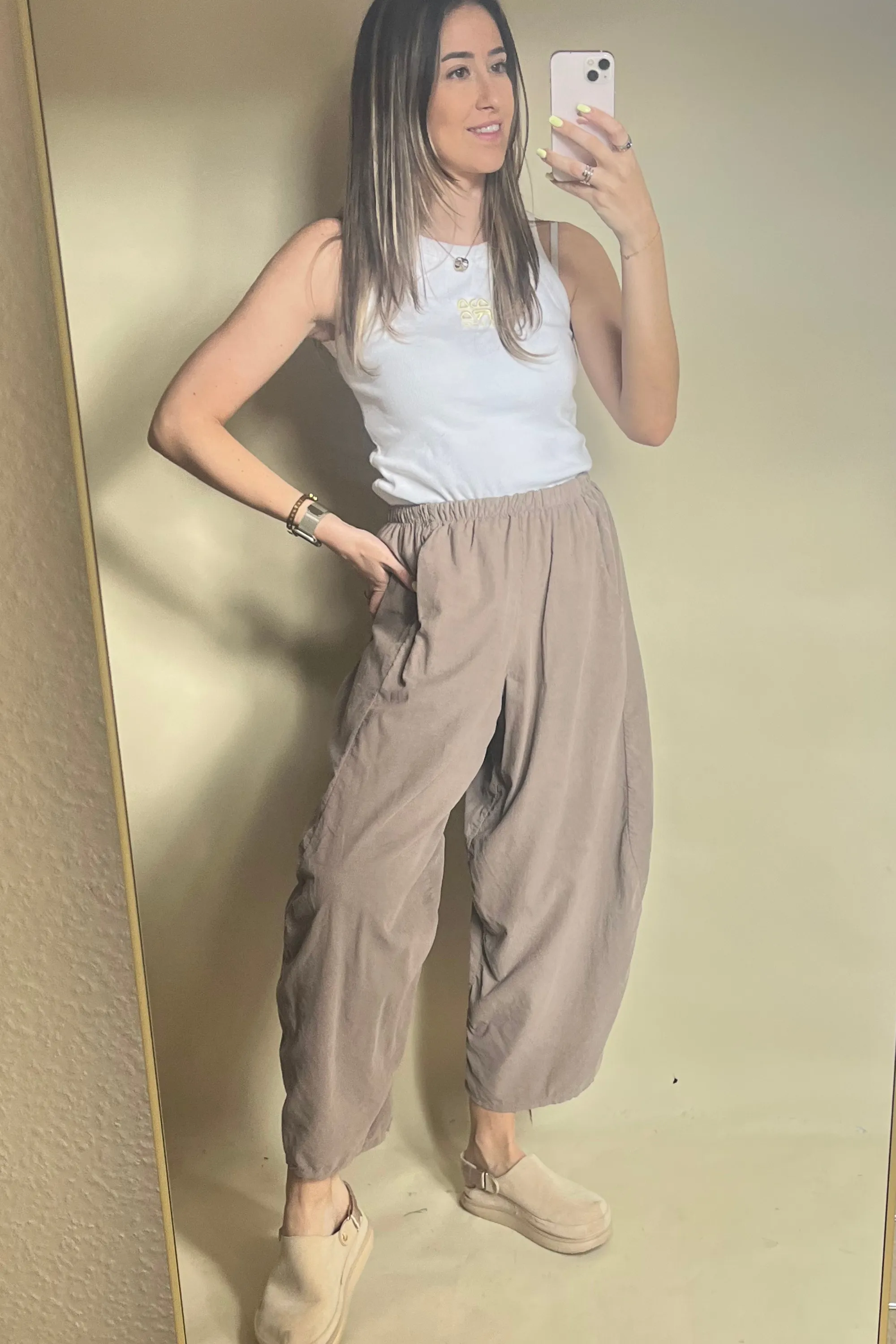 Mocha light weight corduroy cocoon pants