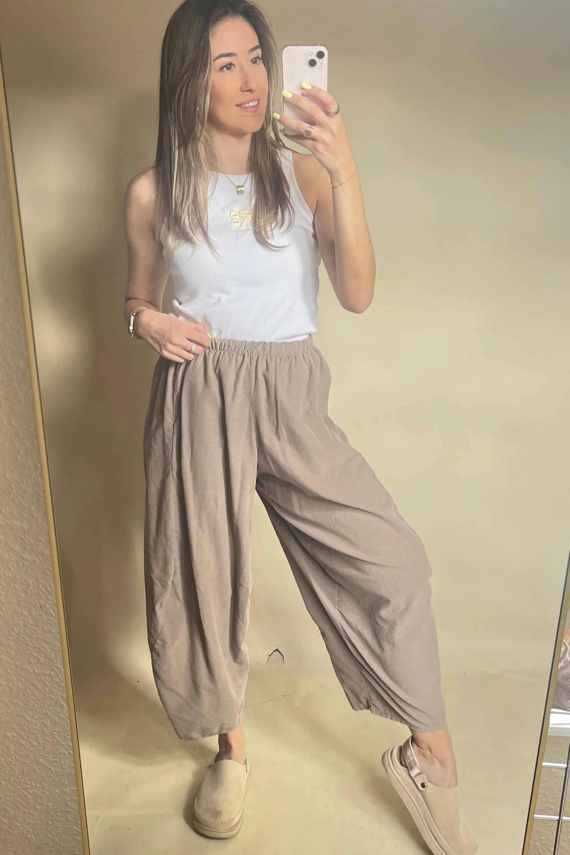 Mocha light weight corduroy cocoon pants