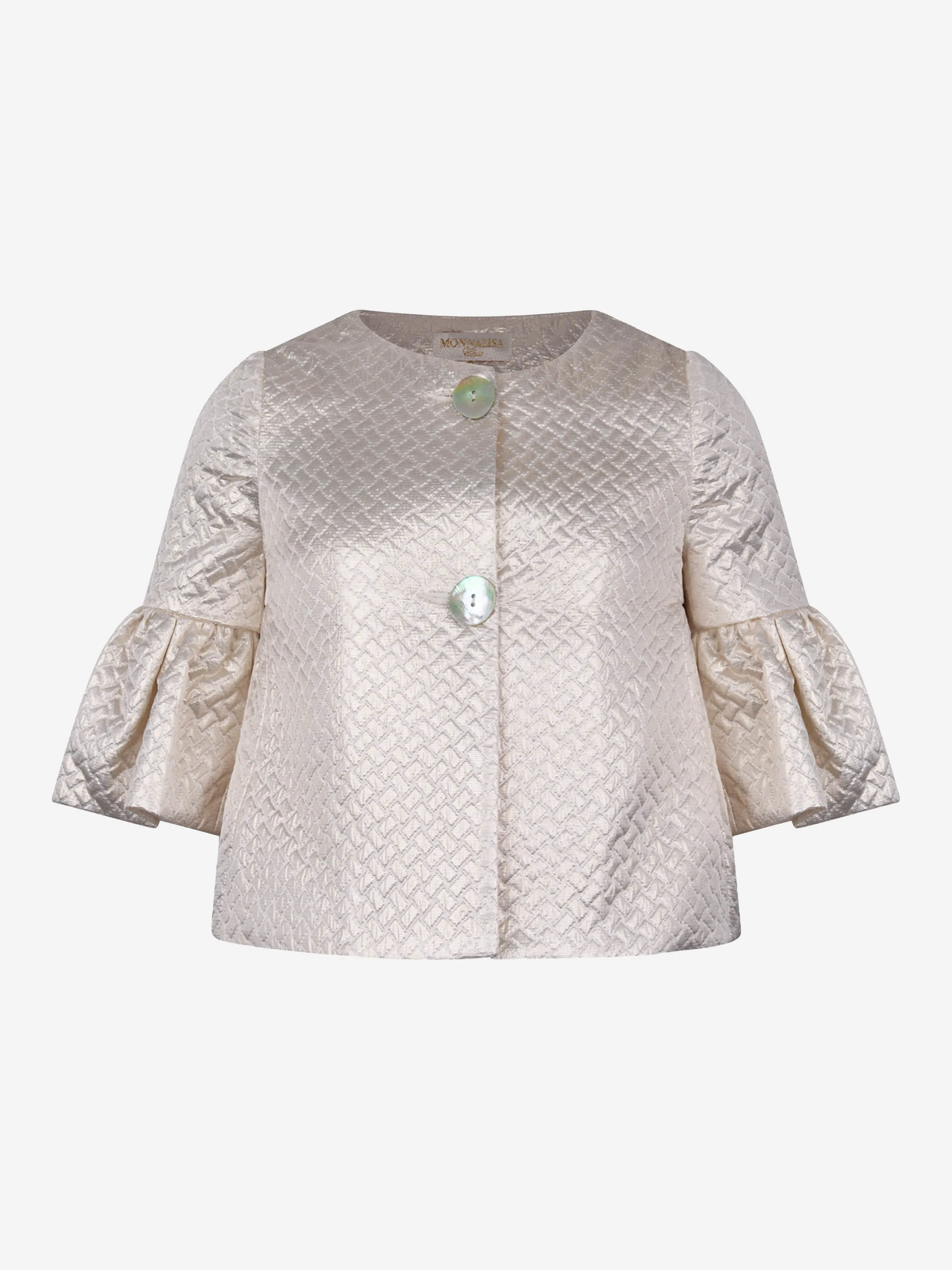 Monnalisa Girls Jacket - Metallic Quilted Jacket