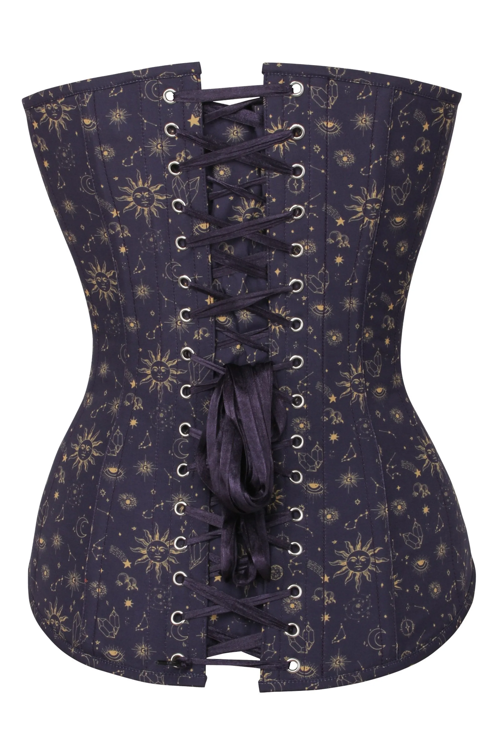 Mystic Galaxy Indigo And Gold Longline Overbust Corset