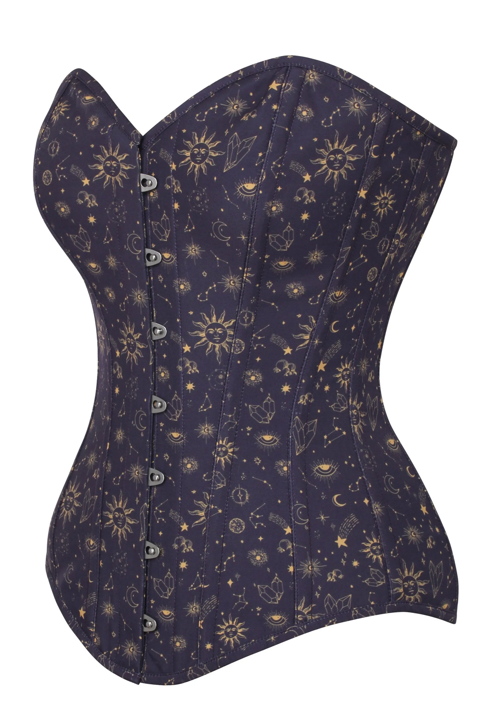 Mystic Galaxy Indigo And Gold Longline Overbust Corset